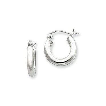 16mm x 16mm 925 Sterling Silver 1.3mm Hoop Classic Loop Plain Tube Earrings 
